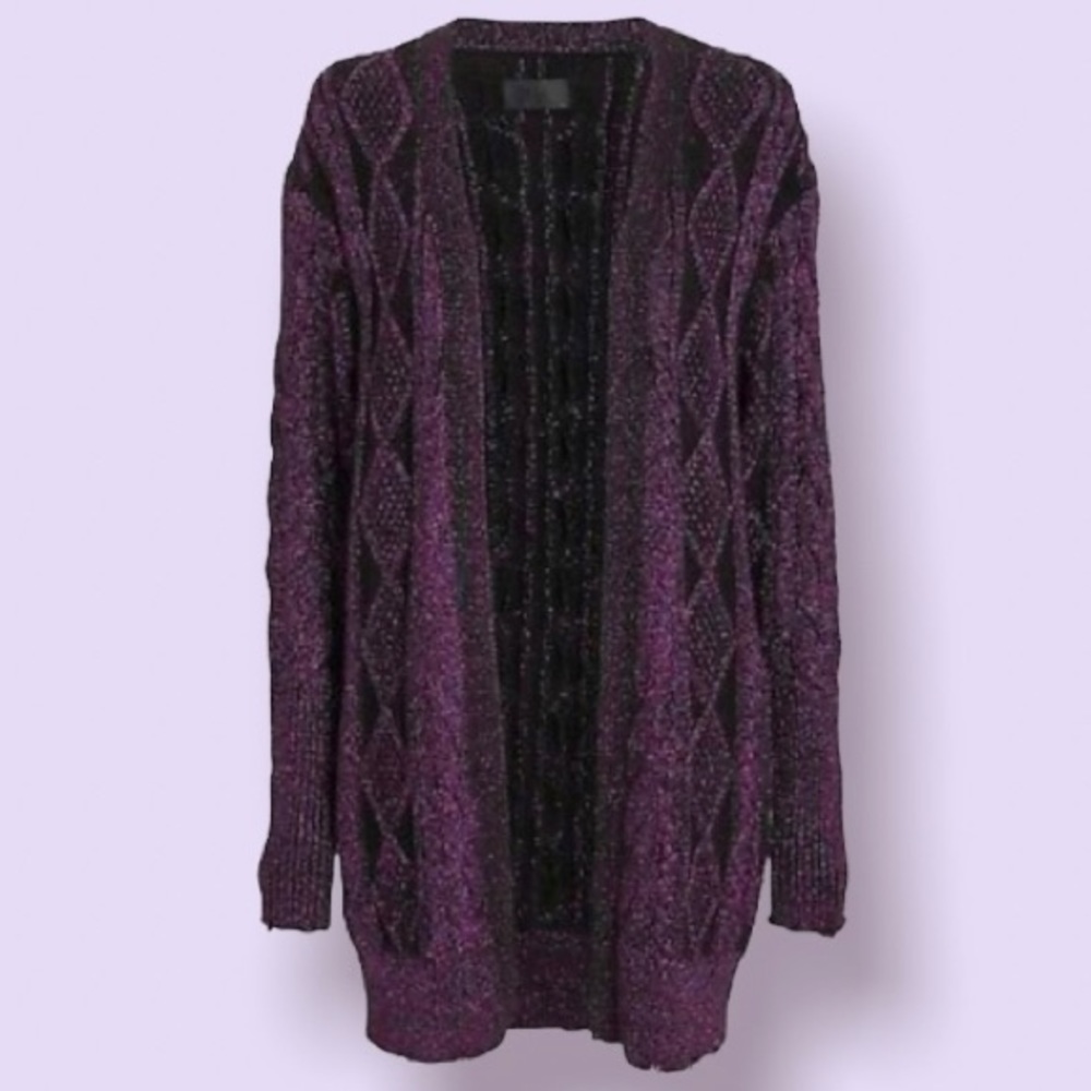 RtA Purple Metallic Cable Cardigan